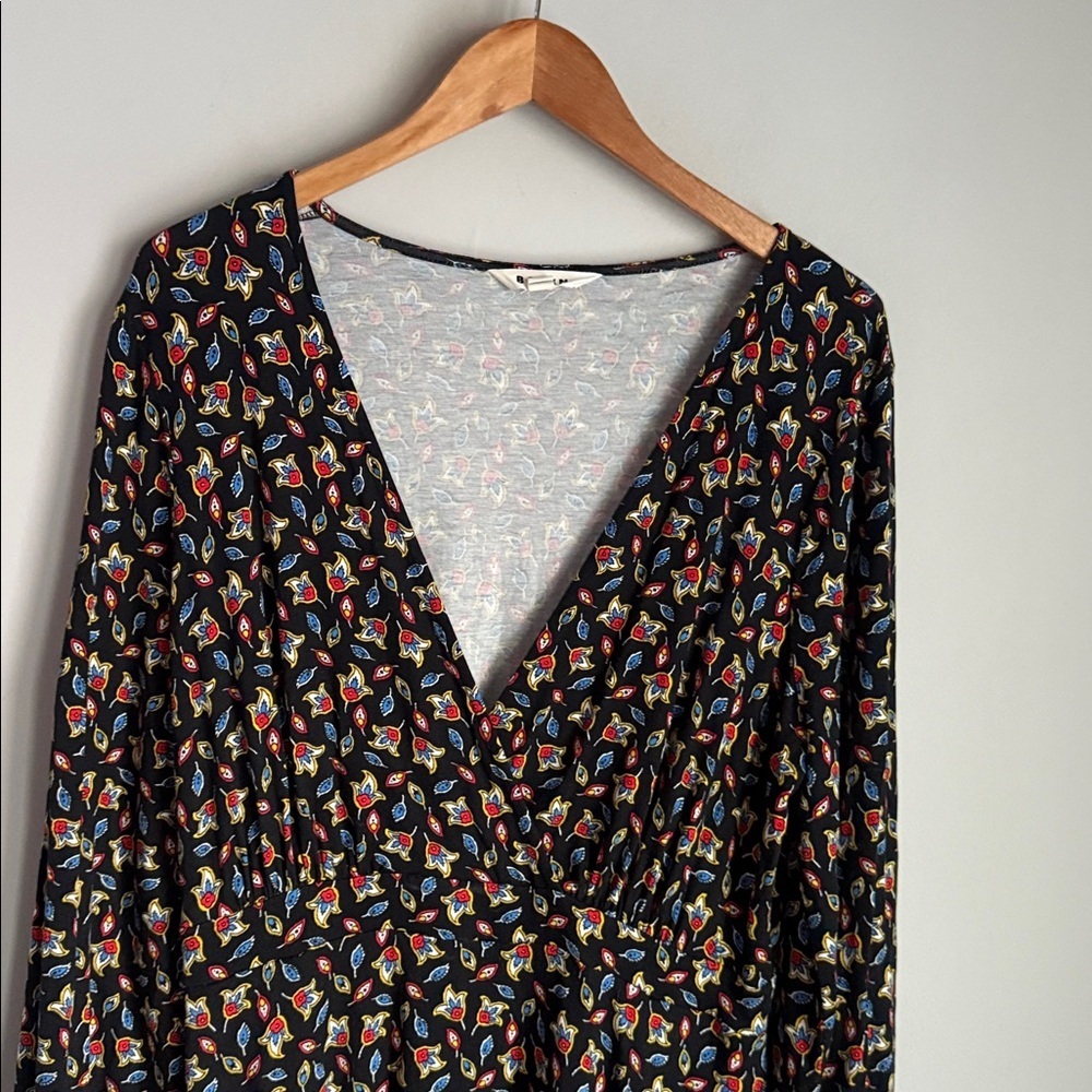 Boden Willow Jersey Dress Tulip Bud Black Multicolor 12L - Picture 4 of 11